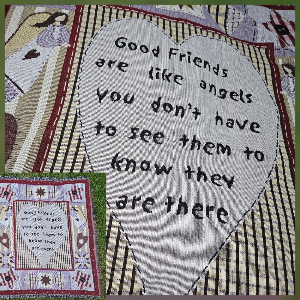 Good Friends Are Like Angels Throw Blanket Friendship Blanket Tapestry  NEW